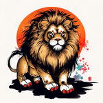 可爱醒狮插画矢量图中国风