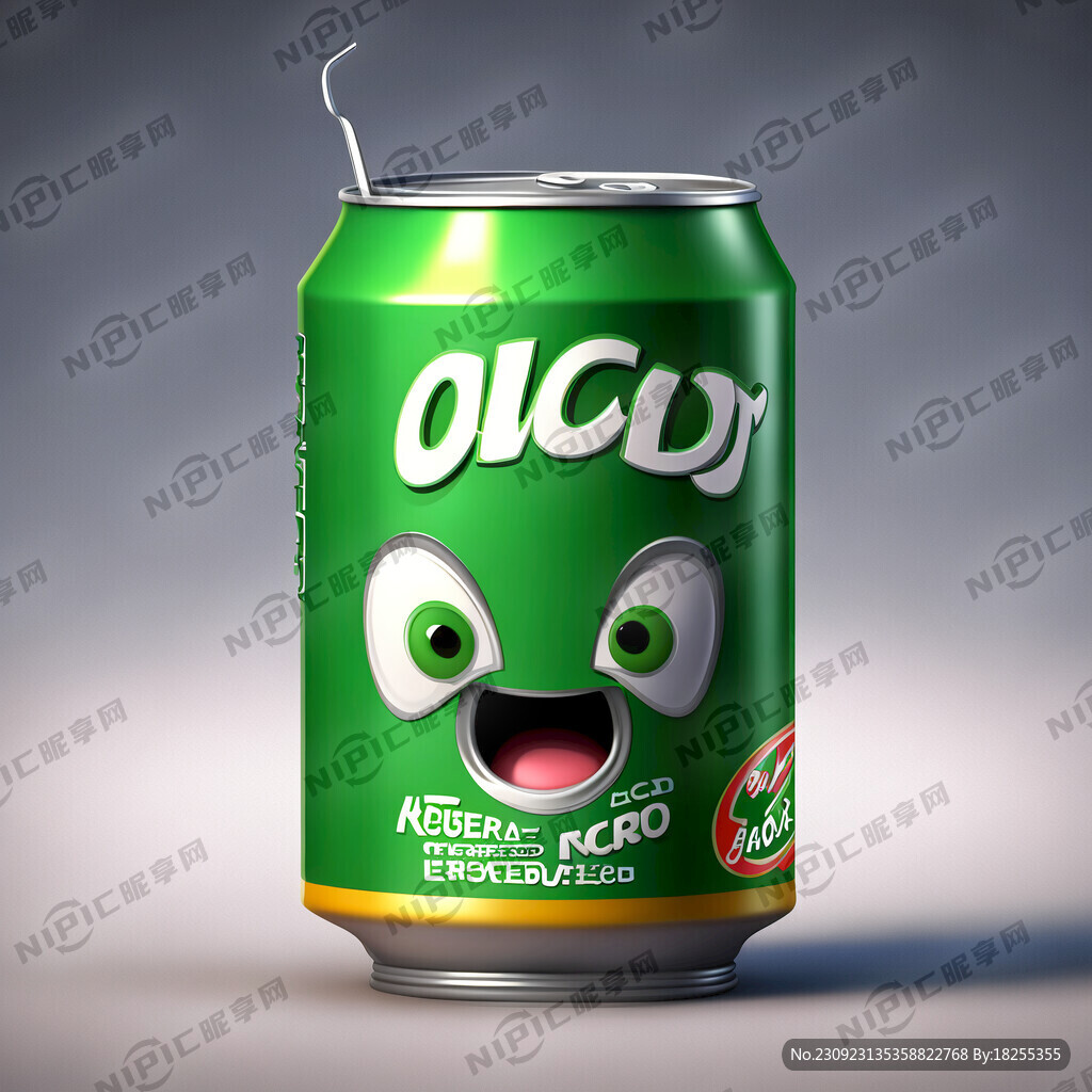 绿色的卡通易拉罐