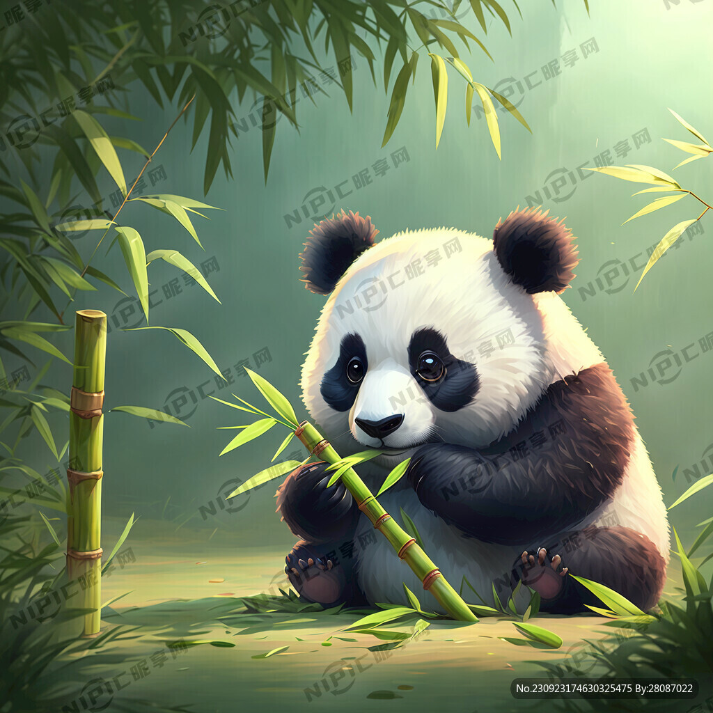 可爱的熊猫吃竹子