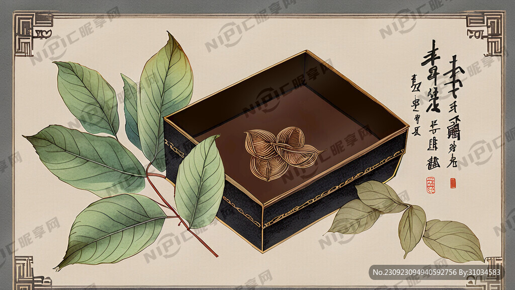 暗香 咖色 树叶线条元素