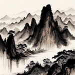 山谷，中国风，中国画，山水，水墨风格，写意，意境，高雅，高清，仙风道骨。