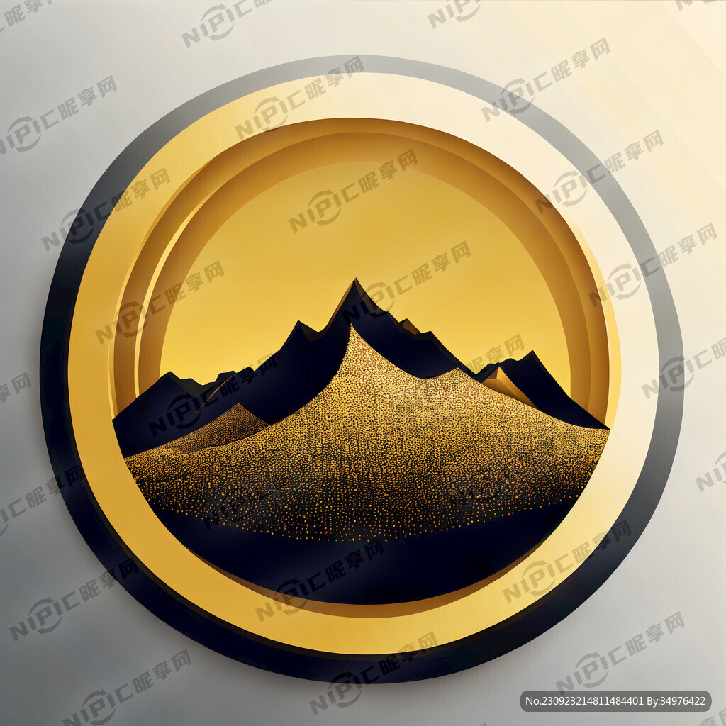 群山金色平行半圆线条组成矢量图