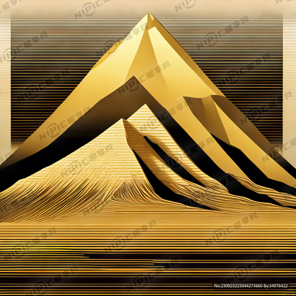 金色平行线条山组成矢量图