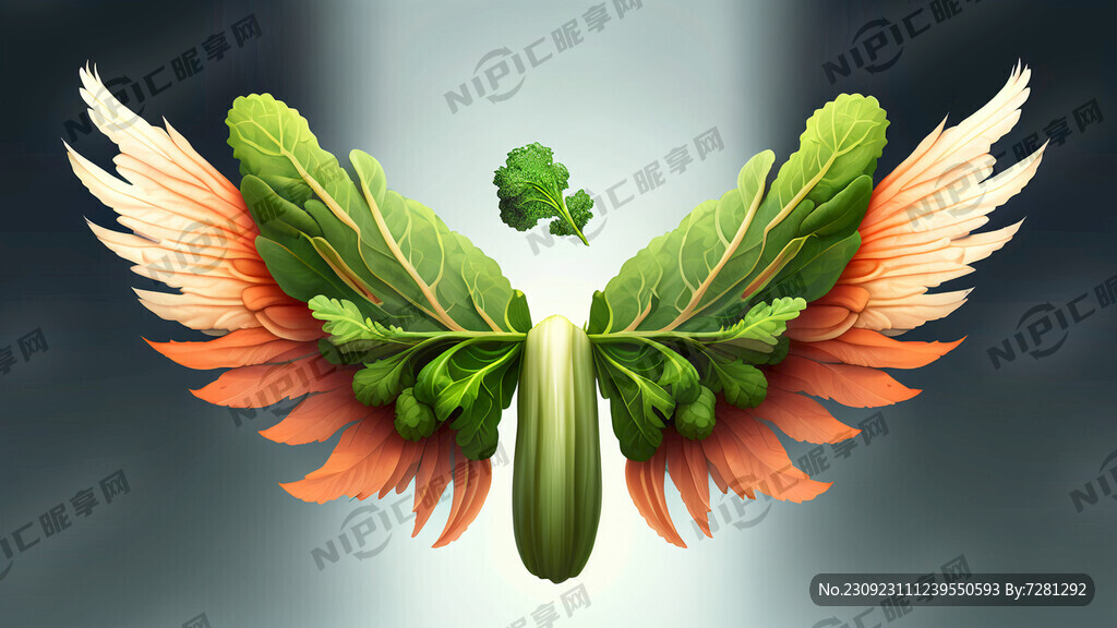 各种蔬菜叶天使翅膀