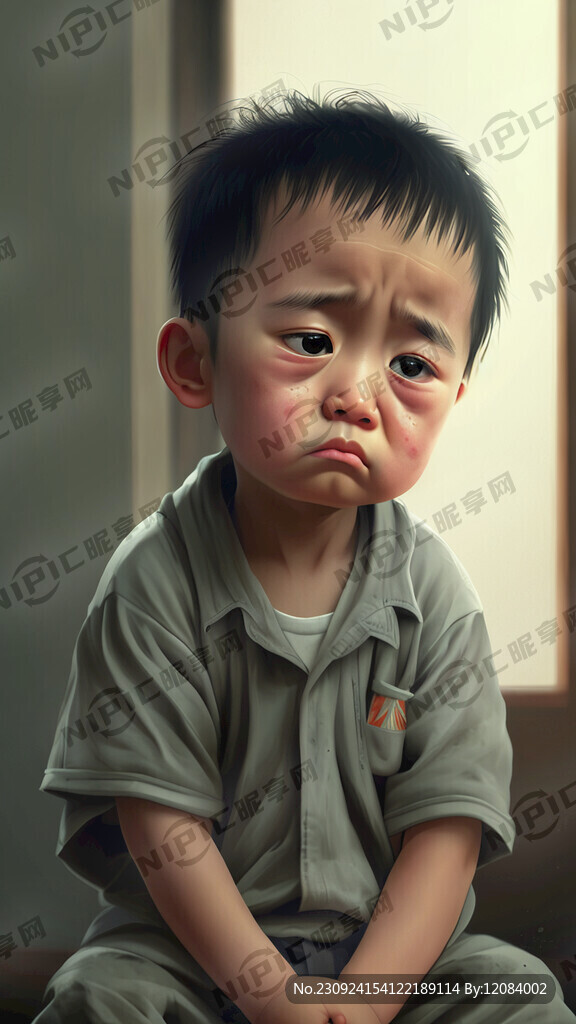 悲伤的小男孩