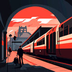 火车站风景插画
