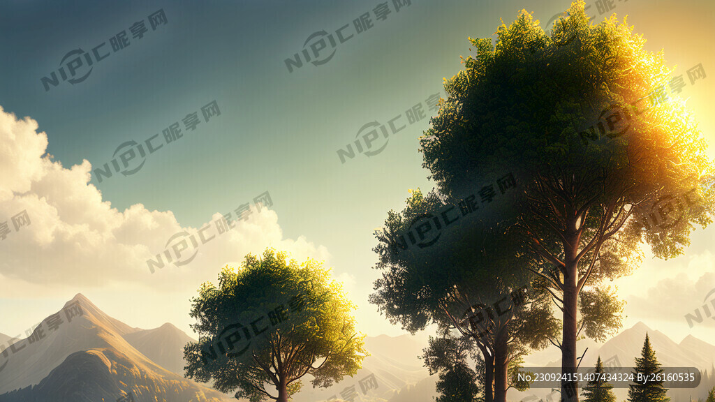 树林阳光山