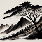高原，层次分明，水墨，高清