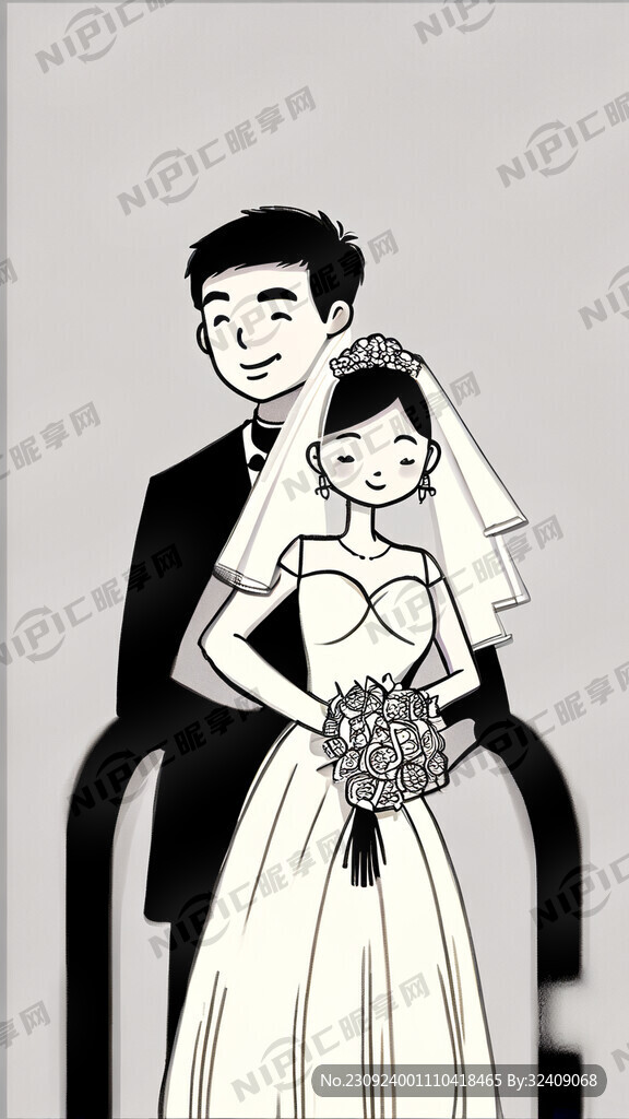 婚礼夫妇简笔画