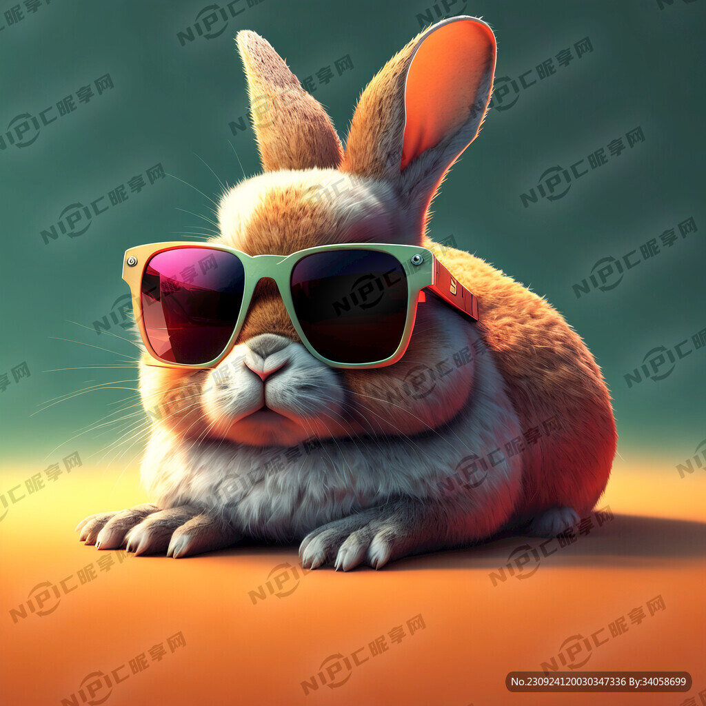 兔子躺着带墨镜