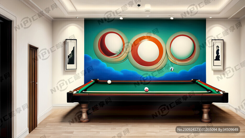 创意台球壁画背景墙装饰画设计图