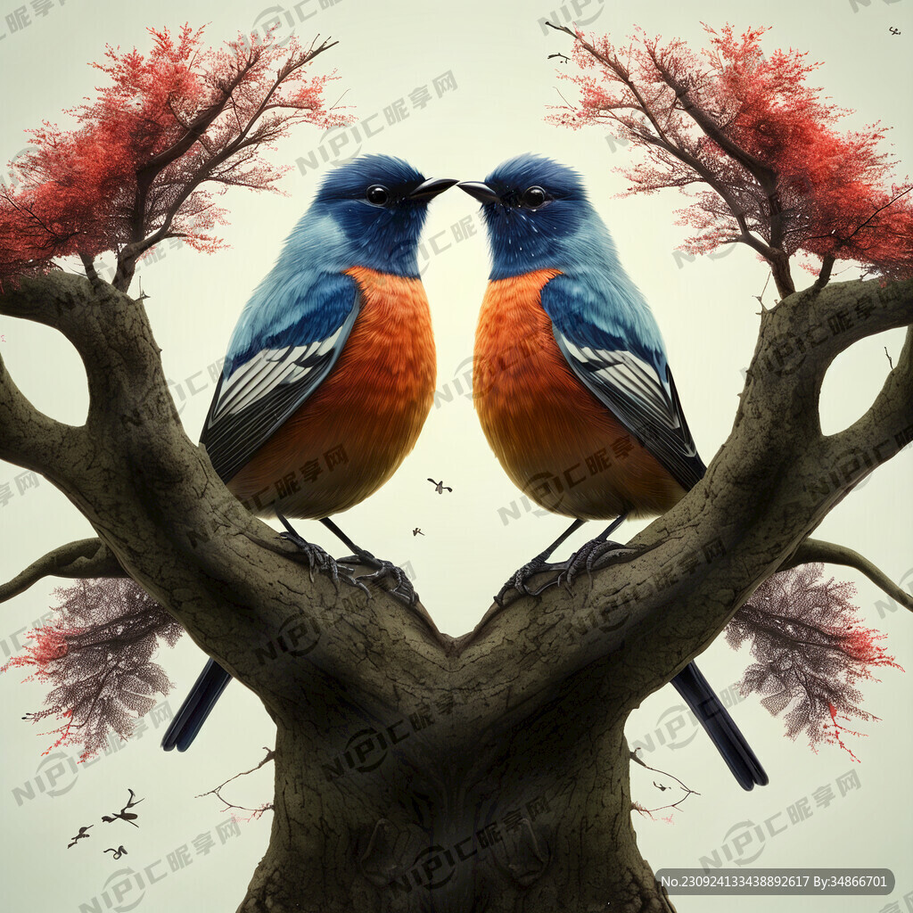 树上鸟而成双对