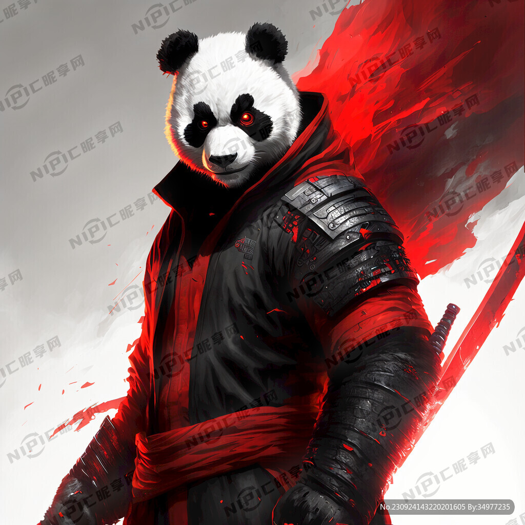 卫衣 红黑色 红色刀锋 熊猫