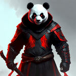 卫衣，红黑色，刀锋，熊猫，雄起，虚幻引擎，气场强大，眼神凌厉