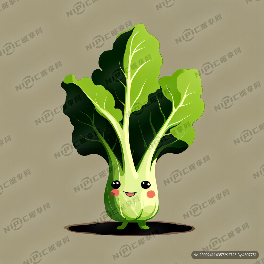 小叶青菜卡通形象 单色简约