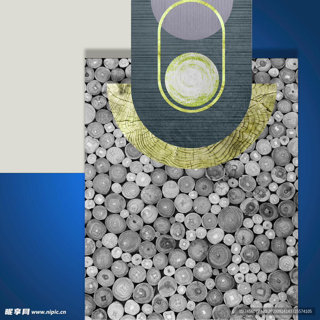 水彩鹅卵石几何挂画装饰画