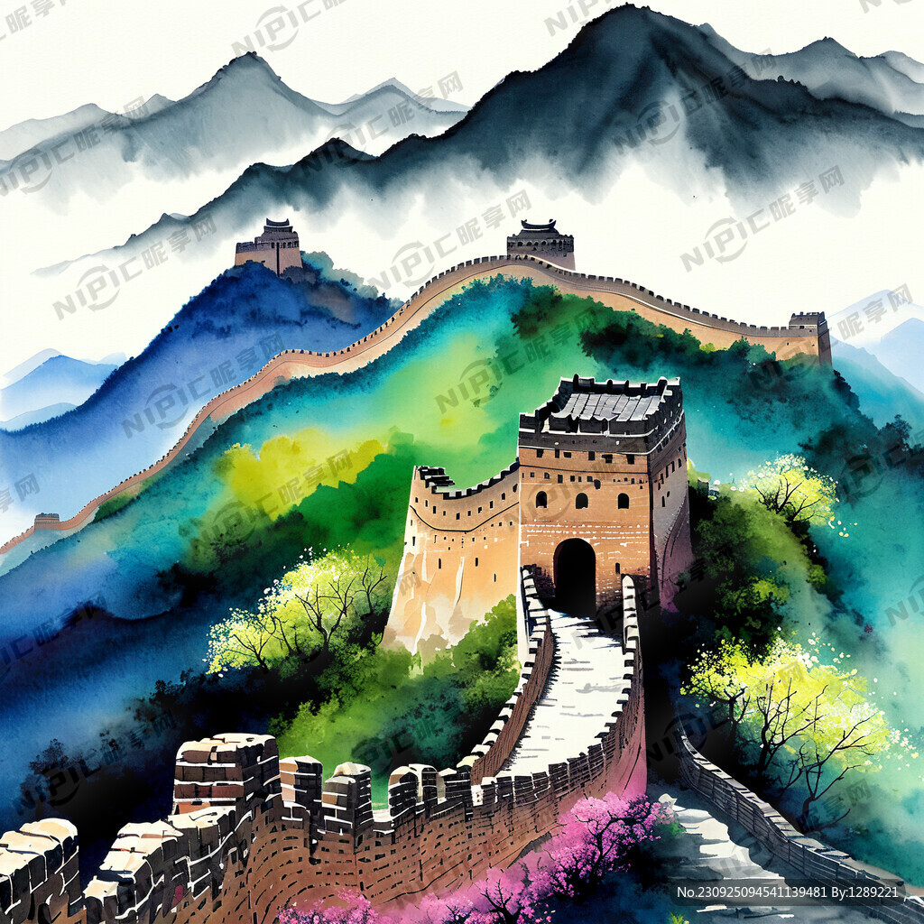 壮丽风光春天景色万里长城