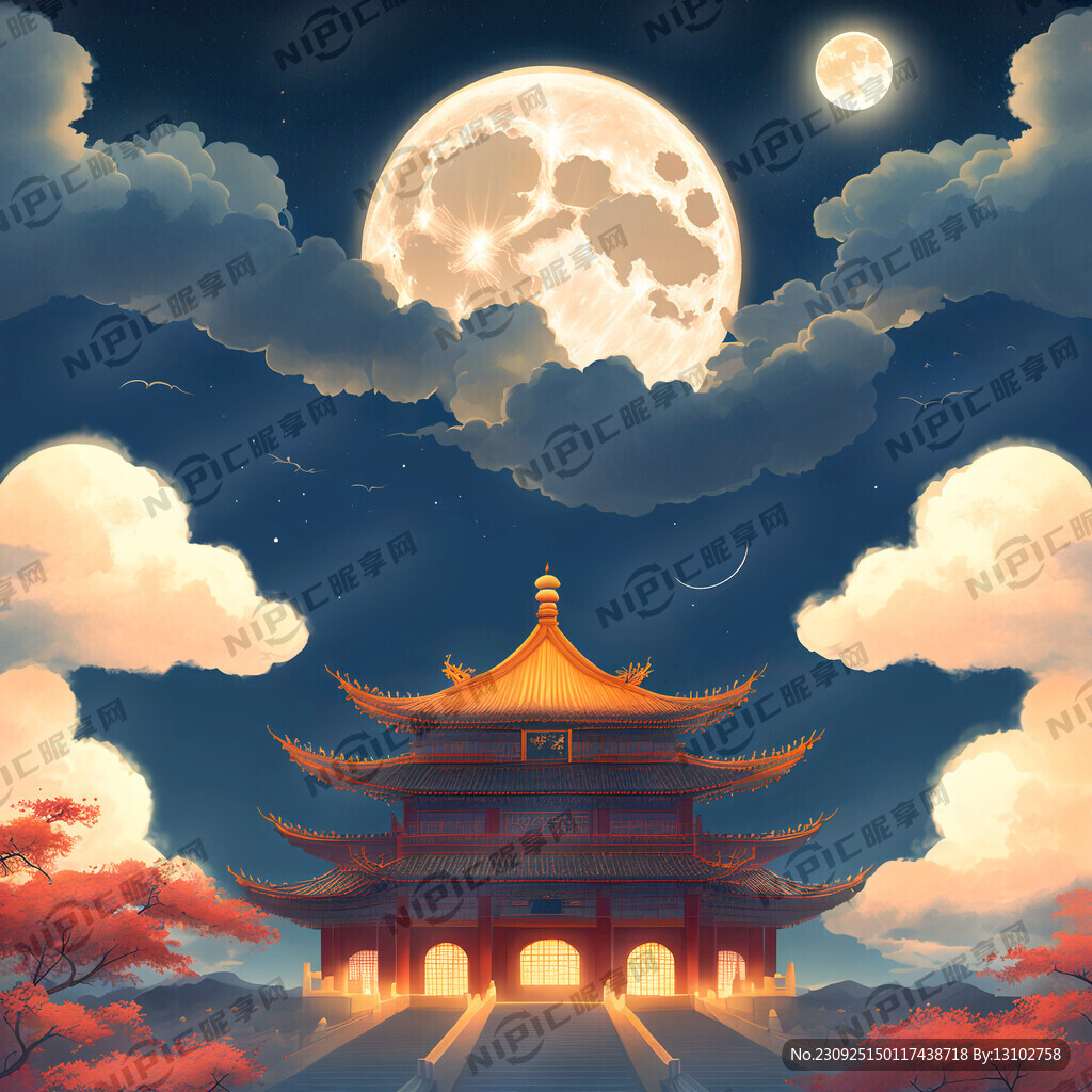 中秋之夜 月色下 天宫上的云朵