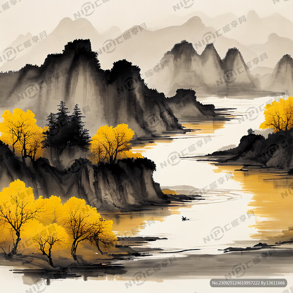 黄河风景 简笔画