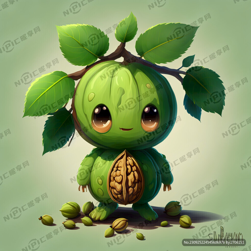 核桃树可爱绿色