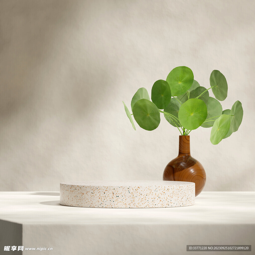 清新植物几何背景