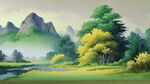 高清风景油画，小清新油画，绿色系，肌理感，黄绿色调，小花，晶莹剔透，略带中国风，丰富细节，高清，极致细节，精细刻画，