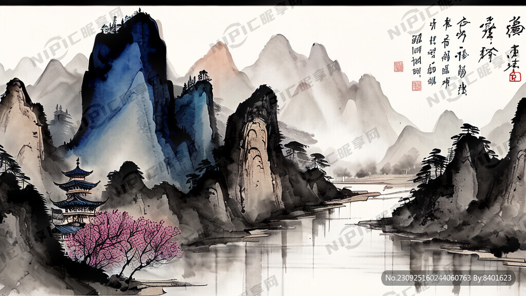 千里江山图 中国风 中国画