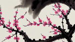 干净梅花，中国风，中国画，彩色工笔，意境，高雅，高清，纯色背景，国潮风。