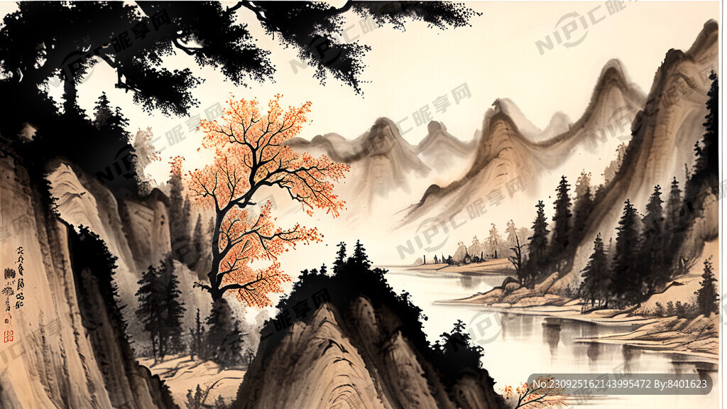 山水楼阁 小阁楼 山多一点