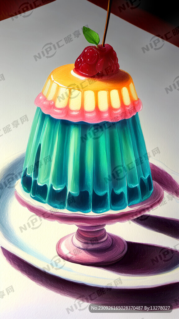 果冻 甜品 布丁 手绘 儿童画