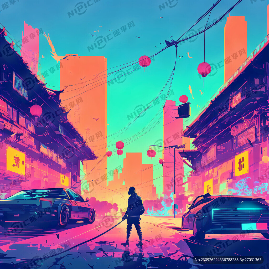 音乐海报 唱歌 赛克朋克风格