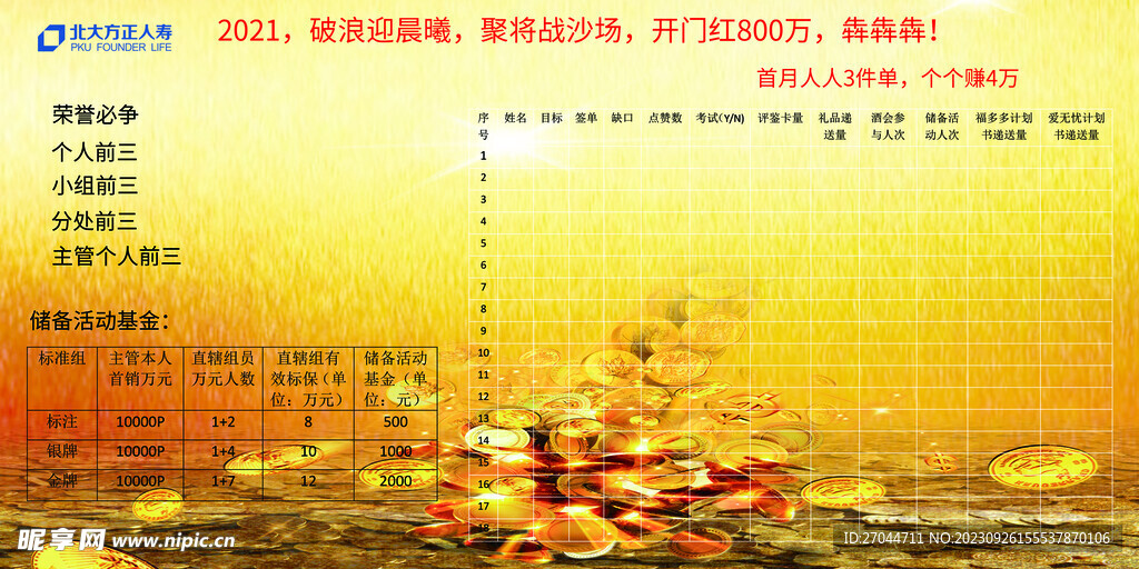 保险公司金色公告栏