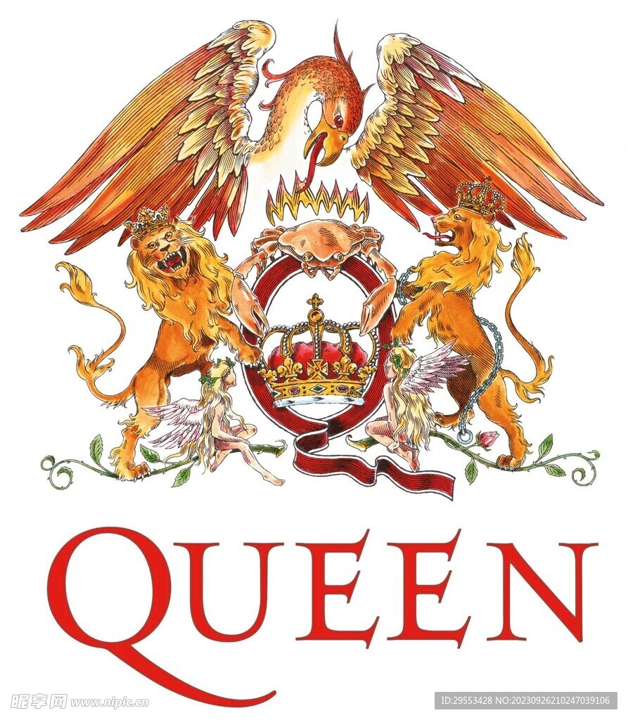 大牌QUEEN鹰狮子皇冠插画