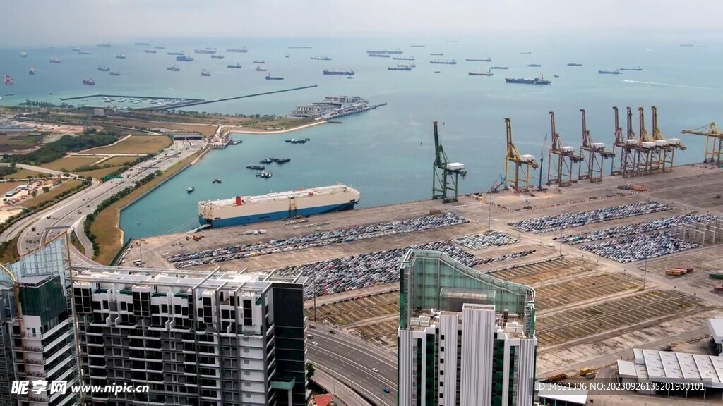 新加坡集装箱港口和起重机