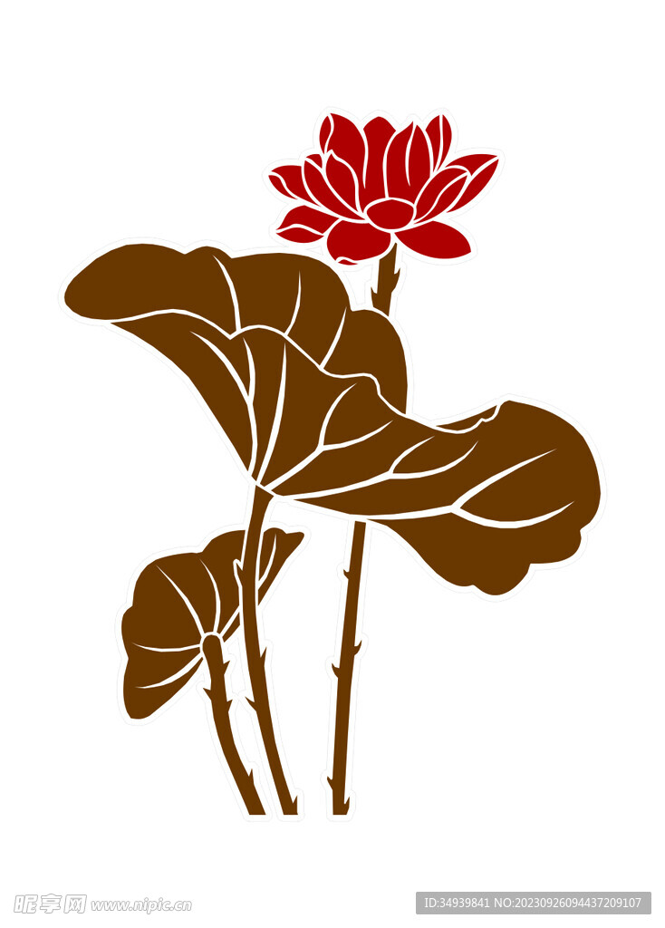 中国风荷花矢量植物插画元素