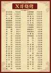 烧烤价目表