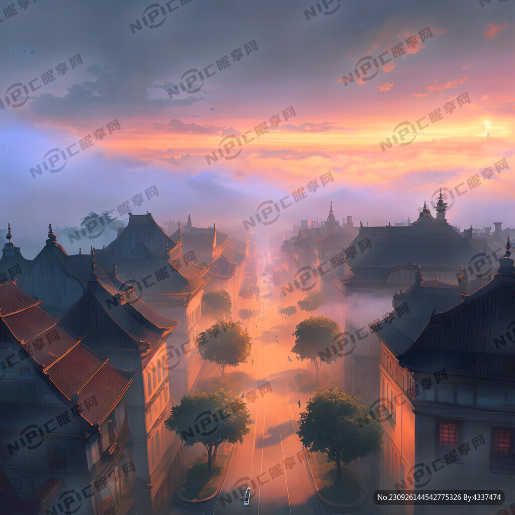 俯瞰 大场景 古都城市 繁华