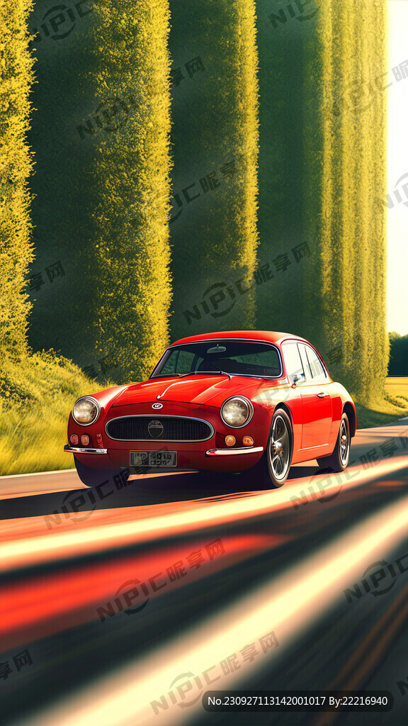 红色汽车 质感 路面 大气