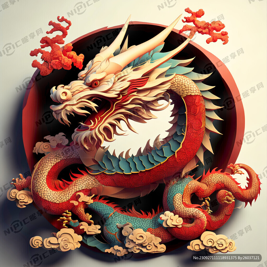 AI创作图龙年大吉立体艺术字nipic.com-昵图网