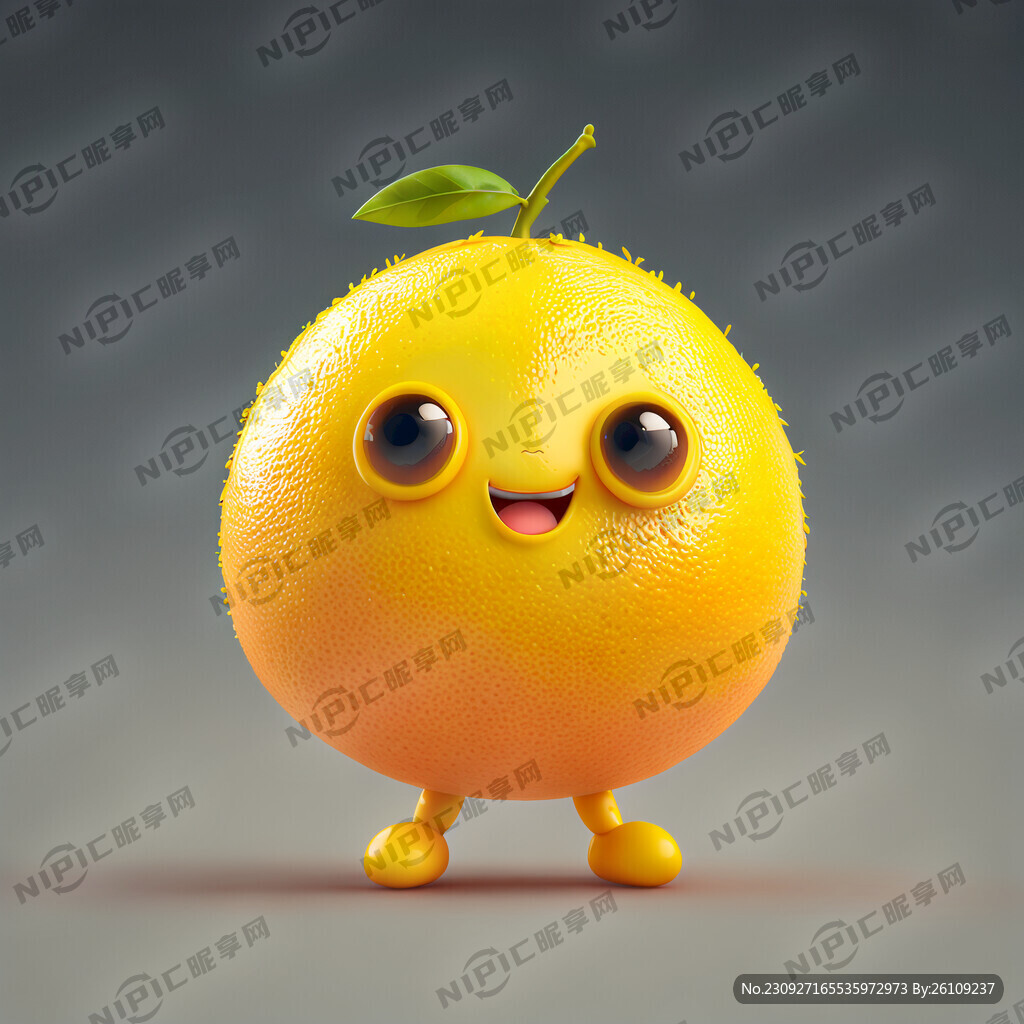 黄色葡萄柚整个可爱小人物形象