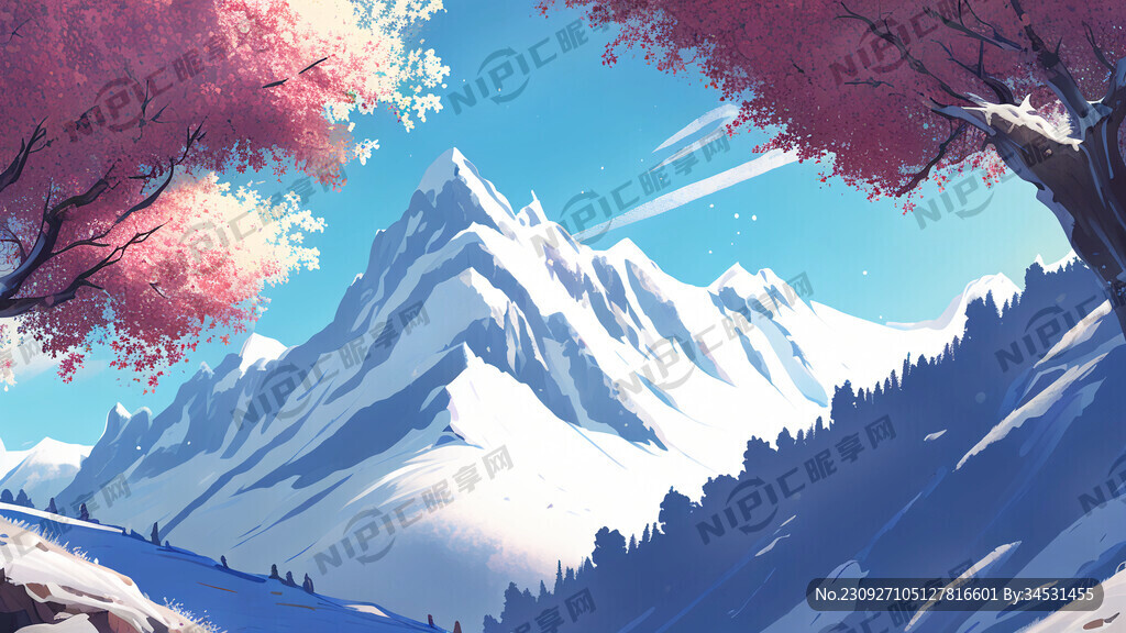 西梅果 蓝天白云 雪山