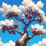 西梅果树，蓝天白云