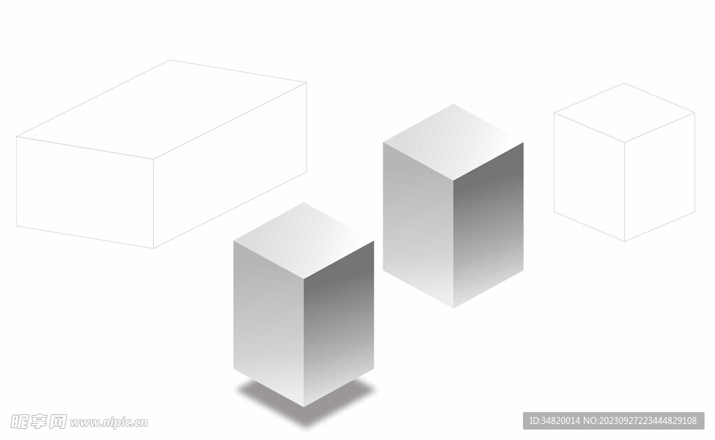 立方体线条图明暗图
