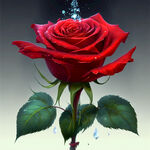 红色玫瑰花，晶莹剔透，梦幻，二次元