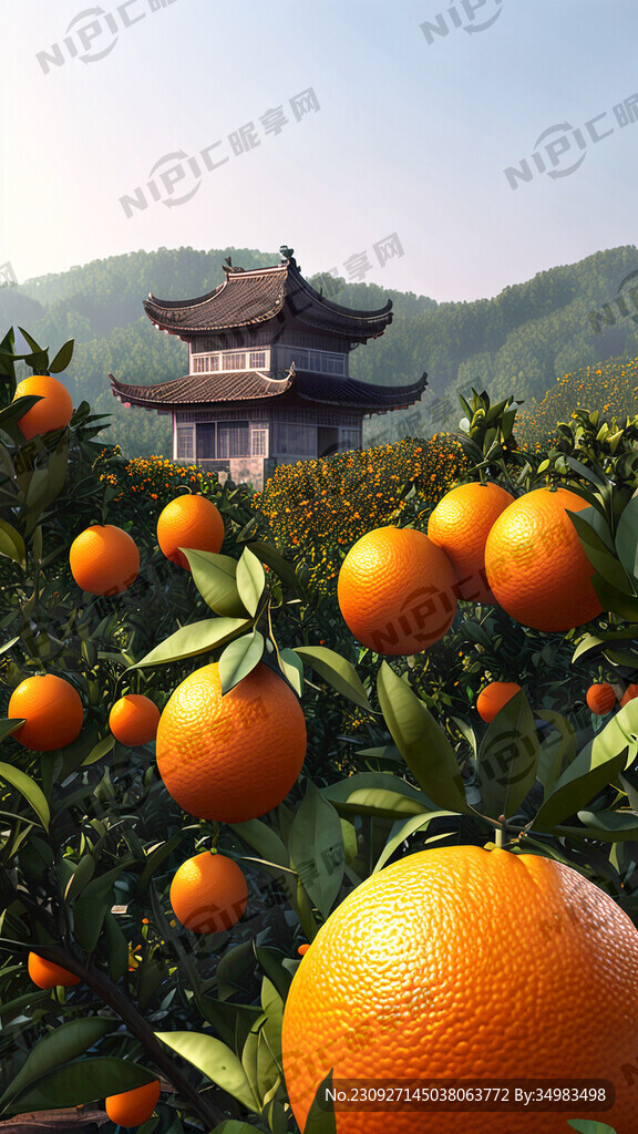 帮我做一张一个赣南脐橙园的图片