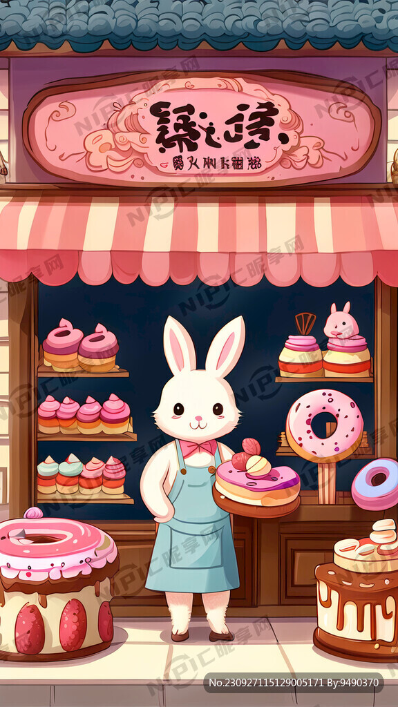 手绘风 甜品店 蛋糕 甜甜圈