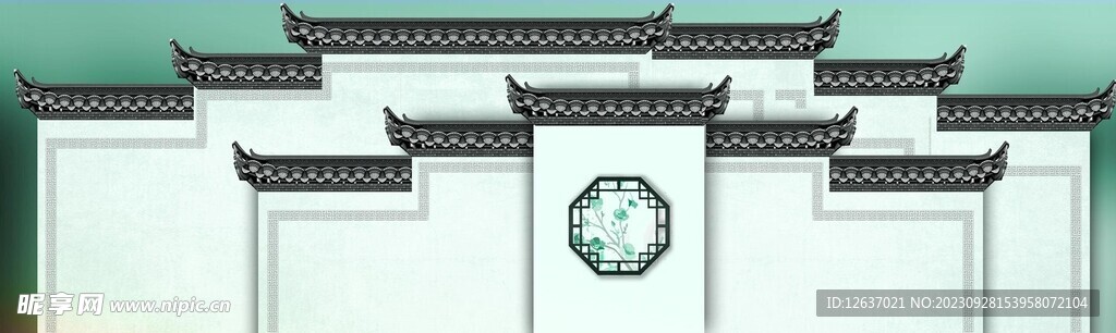 国风马头墙古建筑背景