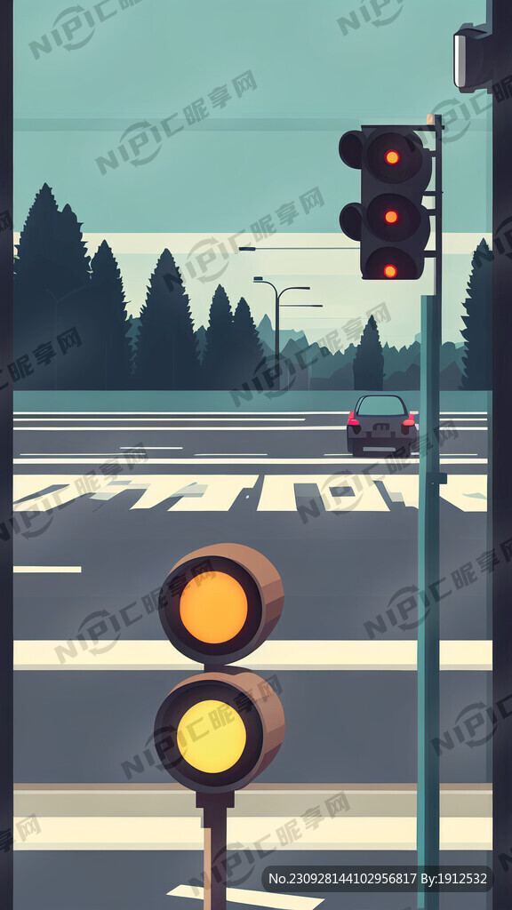 路口 信号灯 斑马线 小汽车