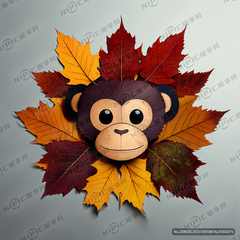 用4种秋天常见树叶作一副树叶贴