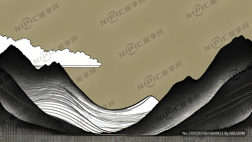 线条山水 轮廓清晰 简洁明了